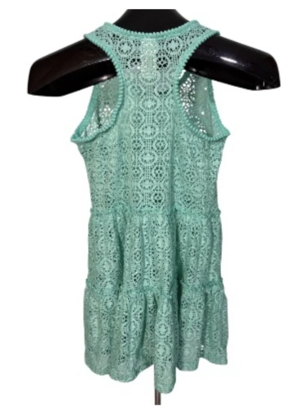 Cat & Jack Swimsuit Cover Up Girl's M 7/8 Mint Green Open Lace Racerback